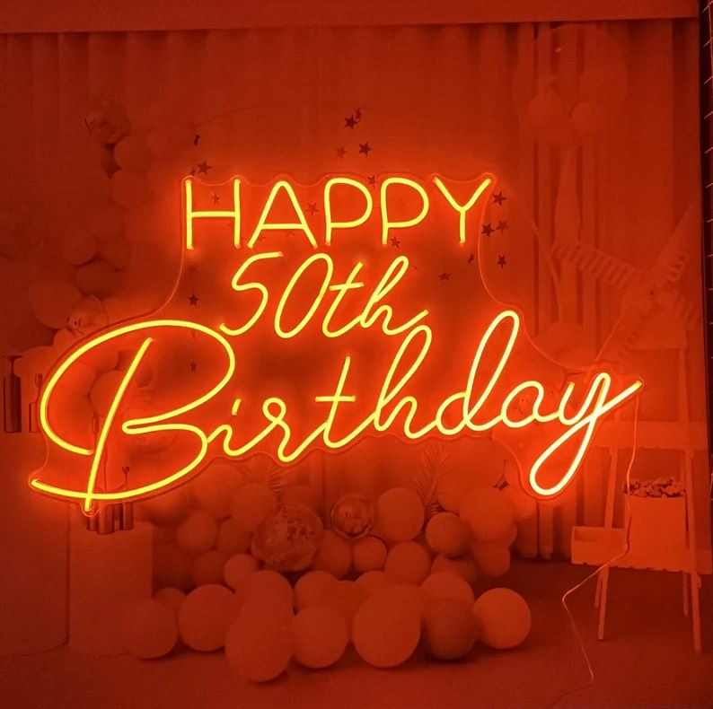 Happy 50th Birthday Neon Sign
